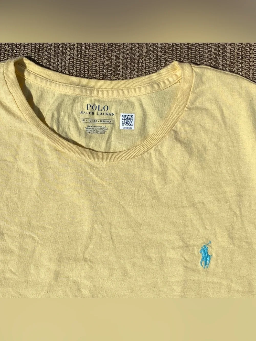 Polo Ralph Lauren Pastel Yellow Cotton Crewneck Tee Shirt Size XL